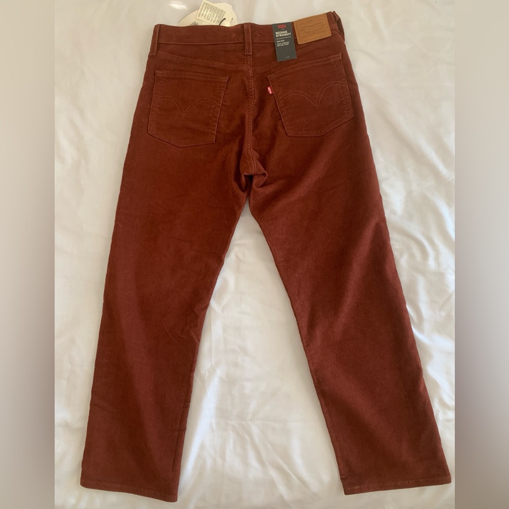 NWT Levi's Wedgie Straight Corduroy Pants Rust Orange 28x26 - Picture 4 of 14